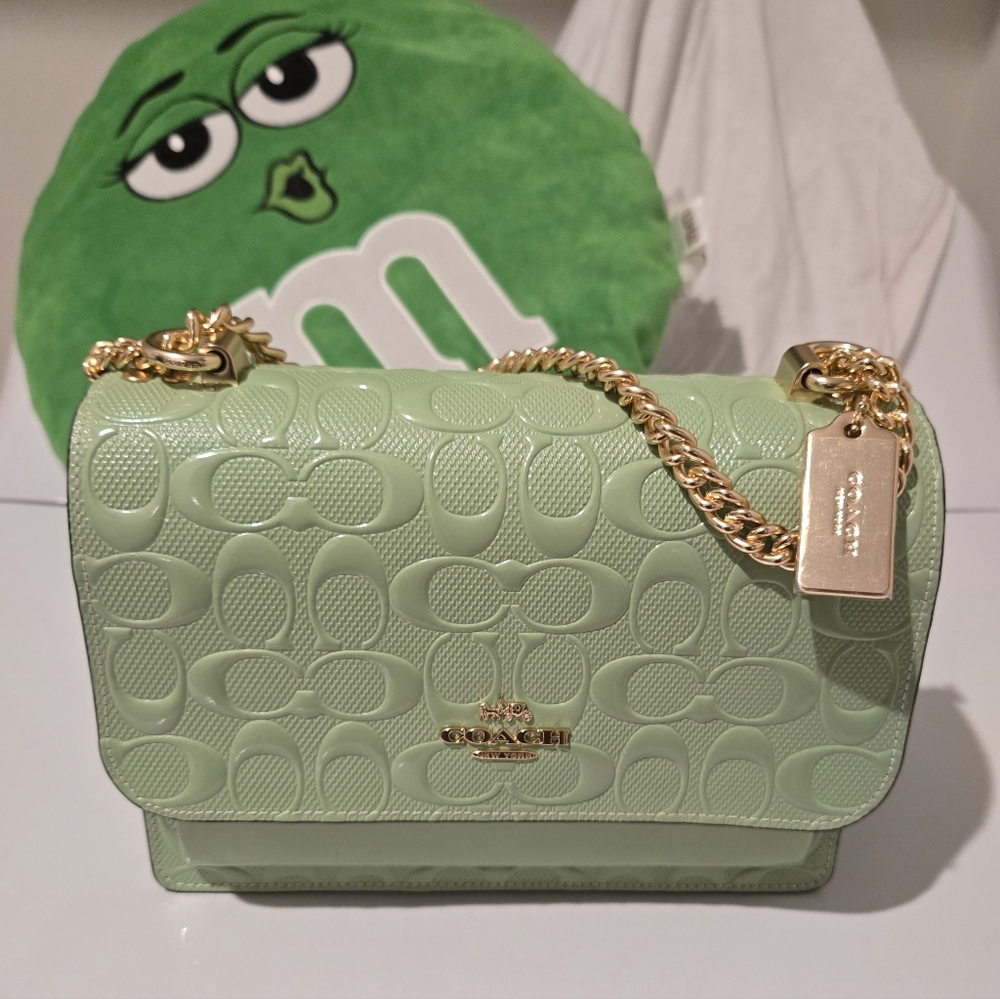 NWT Coach Klare Pale Green Signature Leather Crossbody Bag